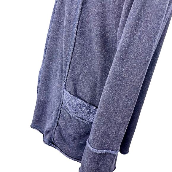 elan Navy Blue Hooded Open Draped Cardigan Sweater Cozy Boho Size Medium - Picture 4 of 9